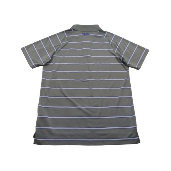 Under Armour Catalyst Mens Polo Shirt Size Large Gray Purple Striped Heatgear - Picture 2 of 7